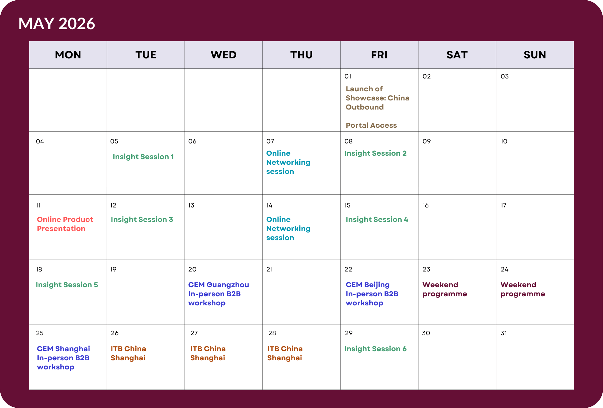 Showcase China Outbound China Programme